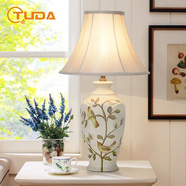 

table lamps tuda american white as old porcelain hand painted flower and bird lamp for bedroom bedside living room decoration