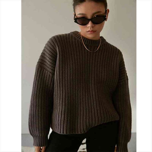 

autumn winter loose knitted sweater women elegant o neck long sleeve pullovers jumper loose oversized solid female sweaters, White;black