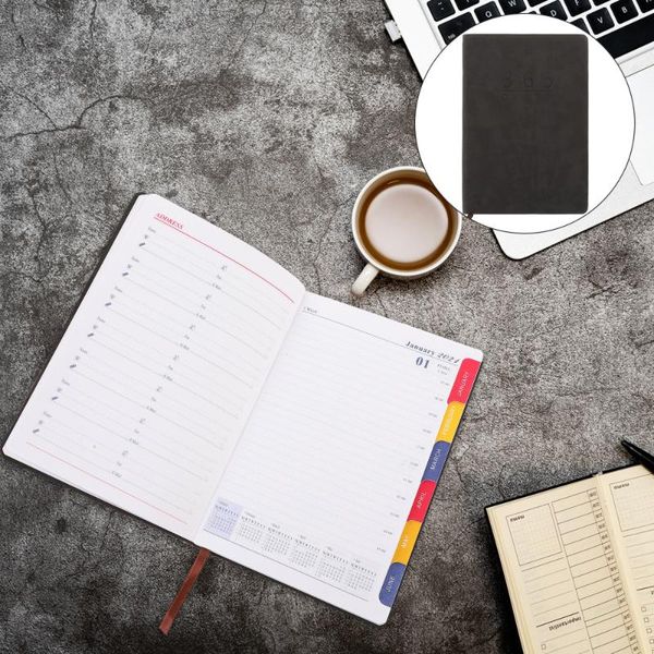 

notepads 2021 schedule book daily planning portable notebook planner, Purple;pink