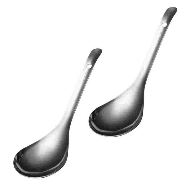 

dinnerware sets 2pcs stainless steel rice spoons practical soup scoops serving (silver)