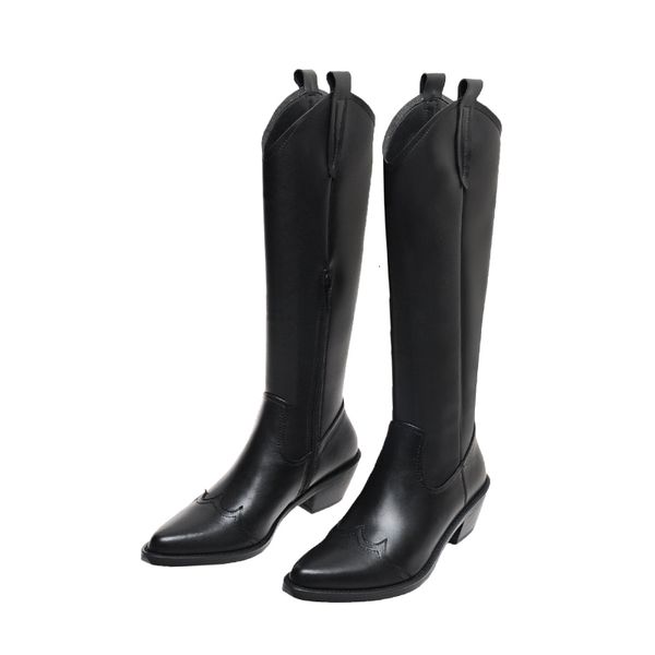 

boots sklfgxzy knee boots genuine leather black brown female knight women's shoes autumn and winter 4za4