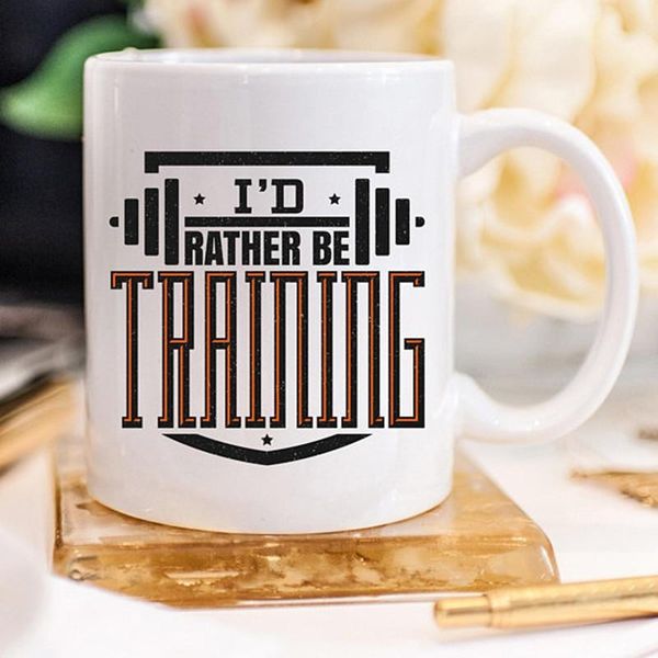 

mugs i'd rather be training 11oz coffee mug weightlifting