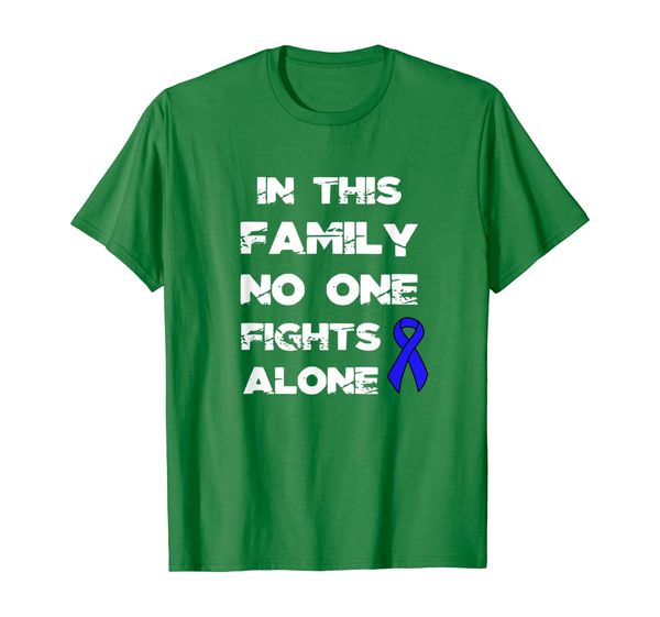

No One Fights Alone Colon Cancer Awareness Blue Ribbon Shirt, Mainly pictures