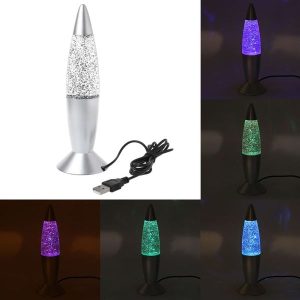 

3d rocket multi color changing lava lamp rgb led glitter night light gift 35ed