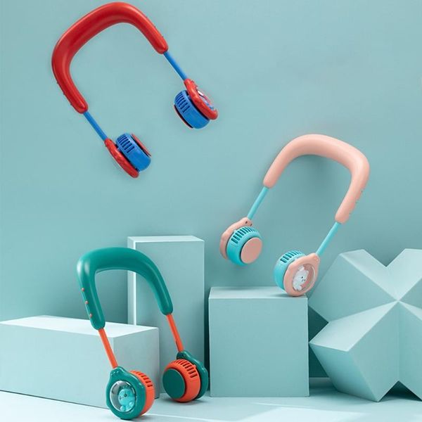 

electric fans cartoon portable hanging neck fan mini air cooler usb rechargeable small personal cooling tools for home outdoor office