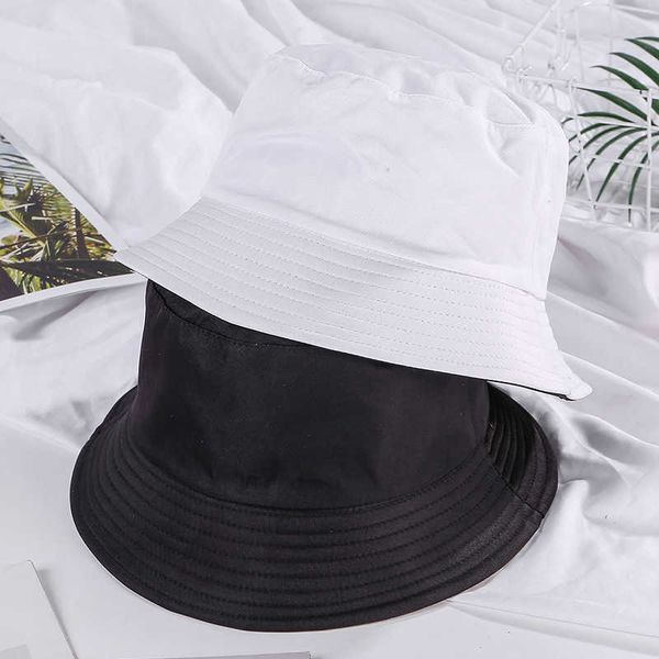 

solid color black bucket hat women bob caps hip hop men summer sunscreen panama cap cycling outdoor fishing boonie hats q0811, Blue;gray