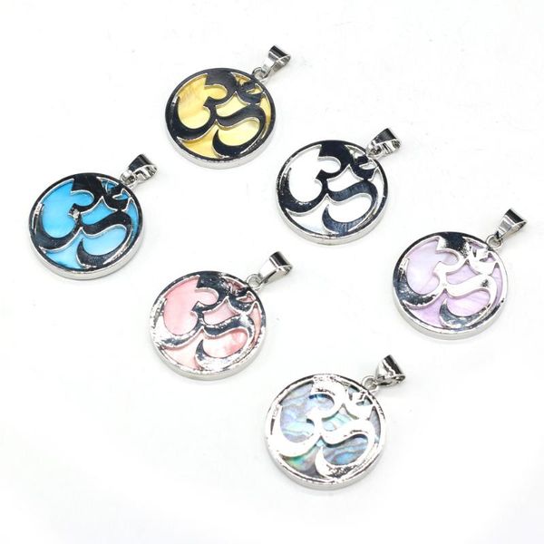 

charms selling freshwater shell natural stone round pendant multicolor making diy exquisite necklace earrings jewelry gift party, Bronze;silver