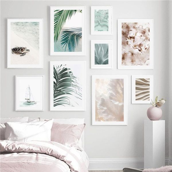 

sailing palm leaf seashell agave sand corals nordic poster wall art print canvas painting pictures for living room decor paintings
