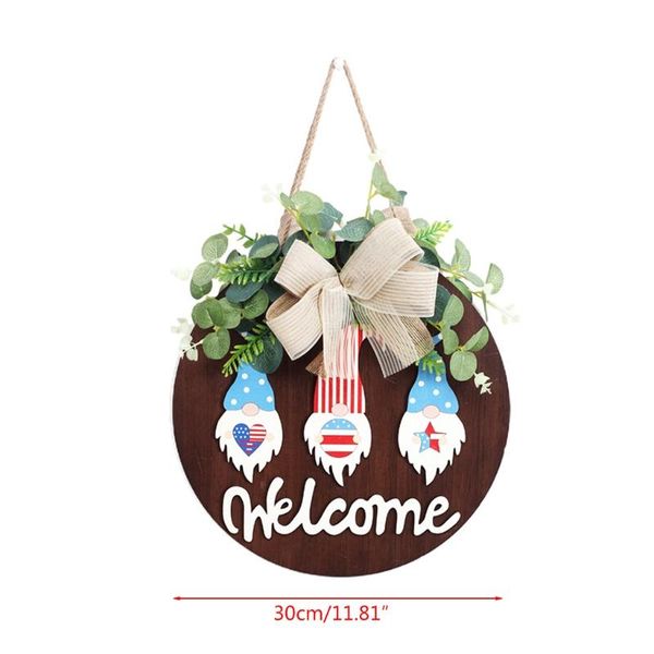 

decorative flowers & wreaths 875a independence day wreath wood hanging sign front door decoration with bow for porch wall farmhouse decor