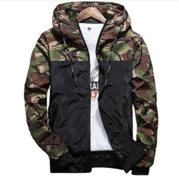 

spring autumn mens casual camouflage hoodie jacket men waterproof clothes windbreaker coat male outwear men's jackets, Black;brown