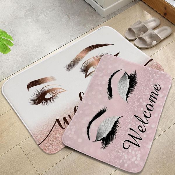

anti-slip absorb water bath mat cartoon eyelash bathroom kitchen bedroon floor entrance rugs kids prayer 40*60cm dd221 mats