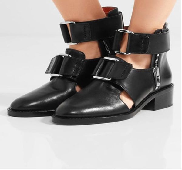 

slippers summer personality genuine cow leather thick bottom increased roman sandals men's high shaft fashion closed toe men sanda, Black