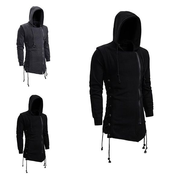 

men's hoodies & sweatshirts trendy sweater dark black hooded loose jacket
