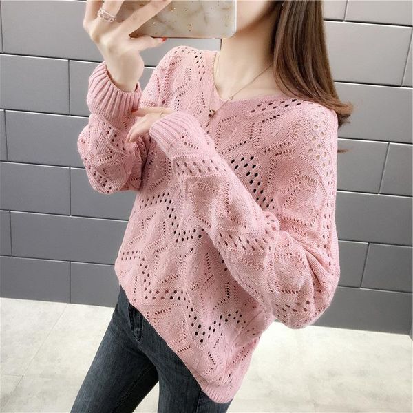 

women's sweaters summer v-neck loose hollow pullover sweater bat sleeve thin small pure and fresh female drop, White;black
