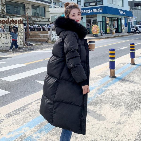 

women's down & parkas kmetram winter jacket women faux fur collar parka coat female korean oversized warm manteau femme zjhm183, Black