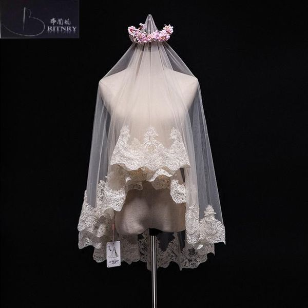 

bridal veils veu de noiva ivory champagne wedding veil lace edge, Black