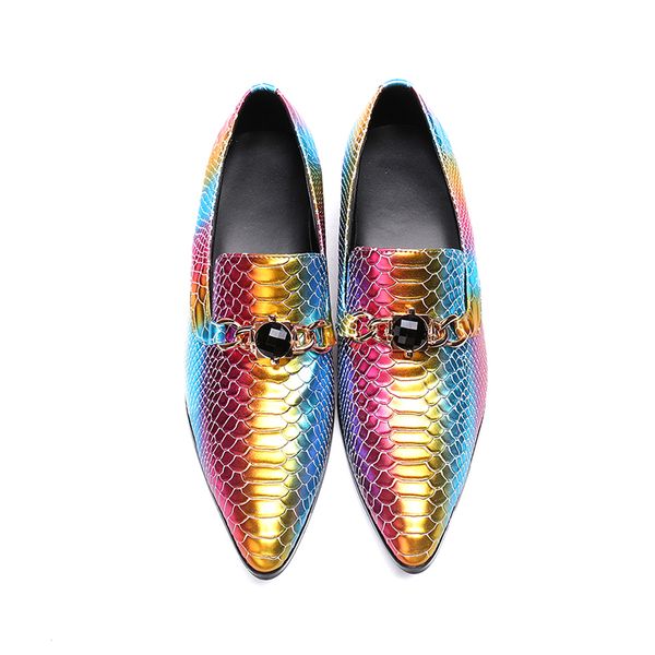 

multi color men formal shoes genuine leather pointed toe snake skin for men elegant dress business oxford shoes chaussures homme, Black