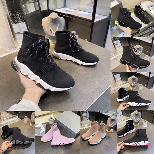 

2021 men women designers sock boots shoes fashion womens pairs speed 2.0 sneakers triples black outdoor platform socks casual sneaker
