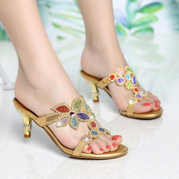 

women fashion sandals fine heel for rhinestones size 35-40, Black