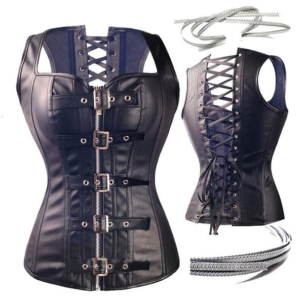 

bustiers & corsets steampunk waist training corset vest steel boned lace up body bustier overbust women cincher black, Black;white