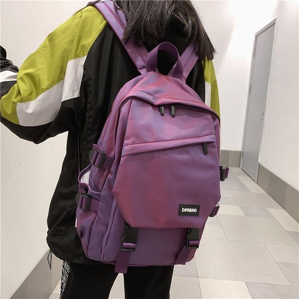 

backpack brand women waterproof nylon solid color school bags multi-pocket anti-theft lapshoulder bag
