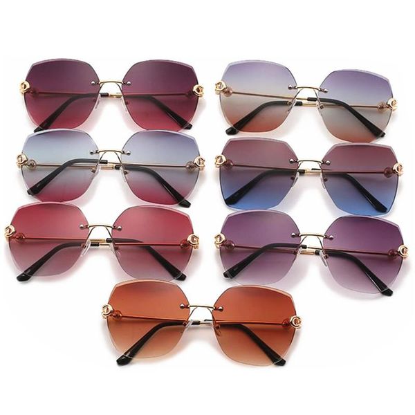 

sunglasses women rimless trimming sun glasses gradient goggles anti-uv spectacles oversize lens eyeglasses a++, White;black