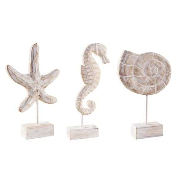 

set/3pcs wooden seahorse decor star conch tableornament novelty items