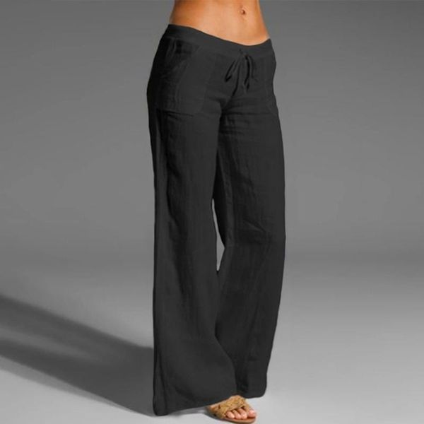 

women long wide leg pants flared trousers slim fit casual loose ladies high waist solid straight women's & capris, Black;white
