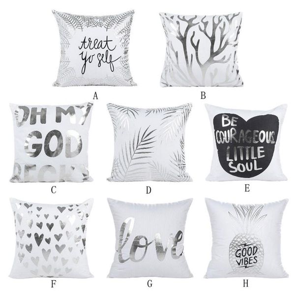 

pillow silver foil printing case sofa waist throw cushion cover home decor room decorative wholesale
