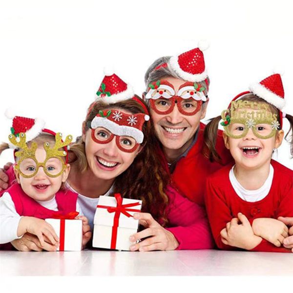 

christmas decorations santa claus xmas tree elk paper glasses frame po prop year navidad kids gift noel