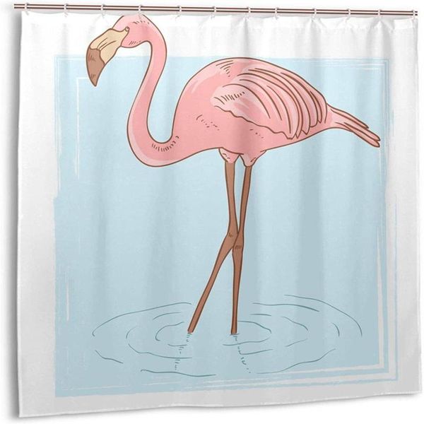 

shower curtains pink flamingo waterproof curtain, cartoon curtain