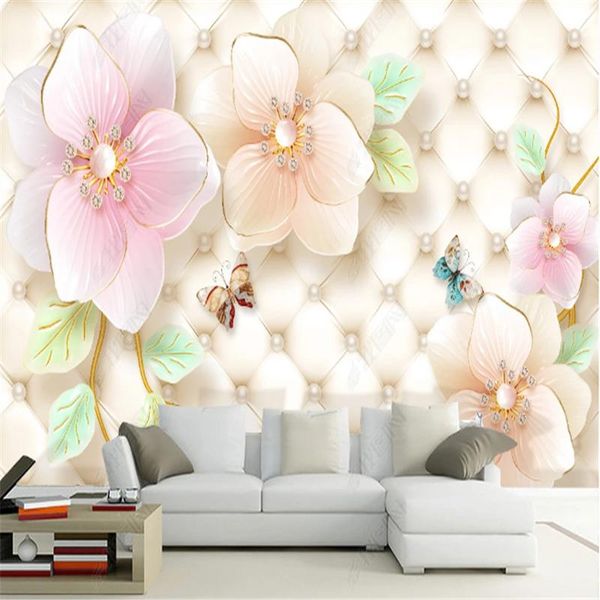 

wallpapers 3d relief jewelry flower jade carving european style mural wallpaper for living room tv background wall paper home decor