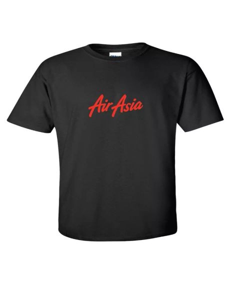 

air asia vintage red logo malaysian airline black cotton t-shirt, White;black