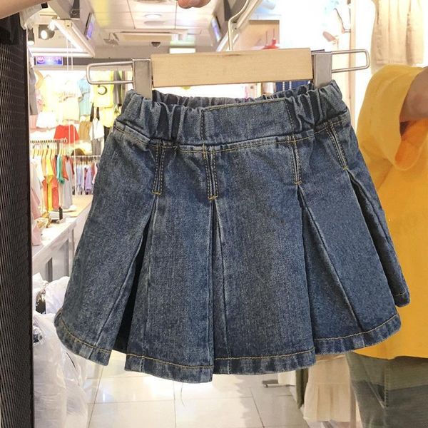 

skirts 2021 summer costume korean the girl fashion playful cowboy loose waist pleated dress, Blue