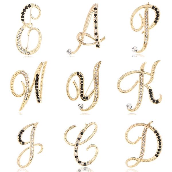 

english letter micro inlaid diamond clothing pin accessories ins exquisite creative brooch fashion, Gray