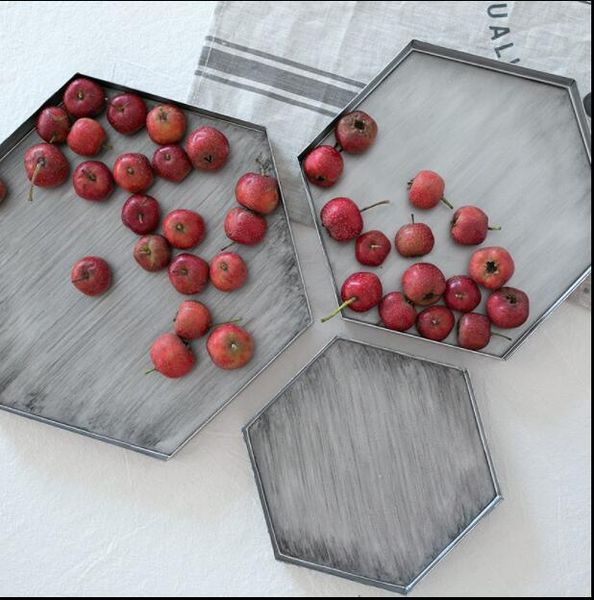 

kitchen storage & organization retro silver hexagon metal sevring tray trays decorative objetos decorativos for table tytp028