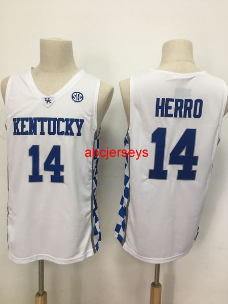 

men's retro college stitched 14 tyler herro kentucky wildcats basketball jersey s, Black