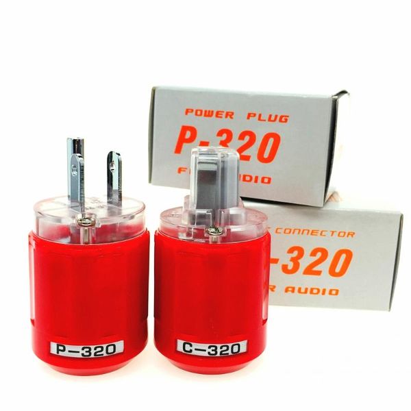 

smart power plugs oyaide p-320/c-320 rhodium plated copper us ac plug ver iec connector red transparent diy hifi