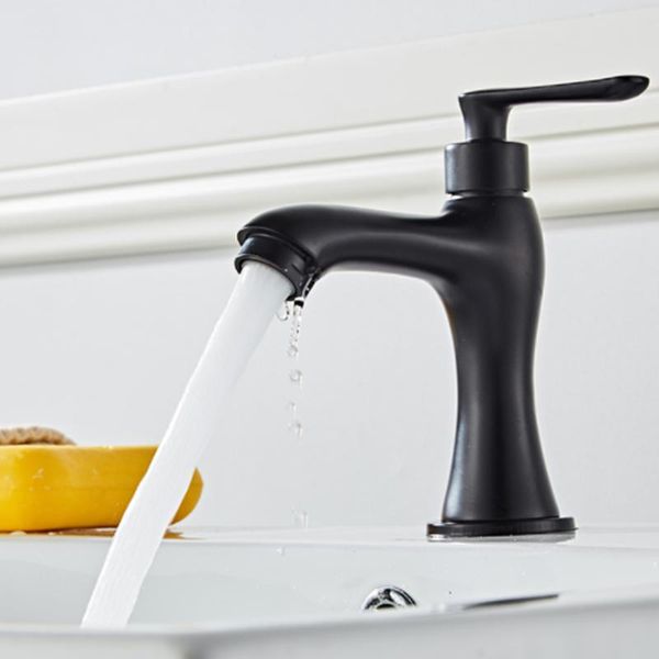 

bathroom sink faucets black faucet brass paint basin matte blacked tap single hole mounted cold