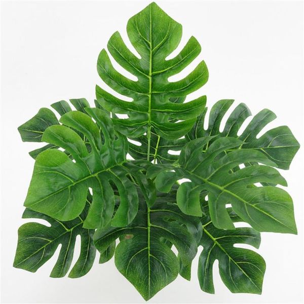 

green artificial plant lifelike home decoration fabric simulation monstera foliage leaf for table desk decor fake plastic plants decorative