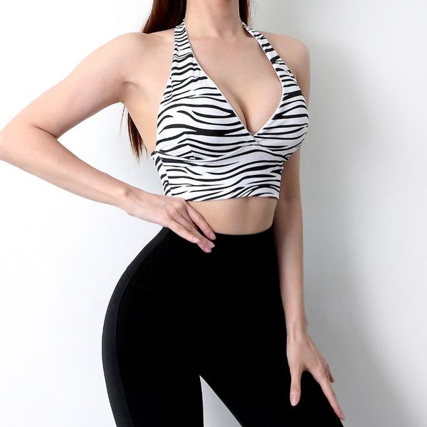 

yoga outfit v tape sports bra women gym brassiere sport bh padded fitness vest active wear