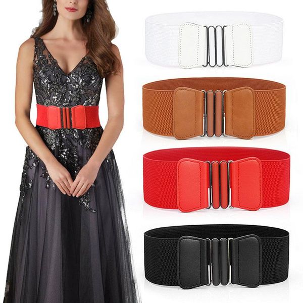 

belts korean fashion waist women solid stretch wide belt ladies elastic waistband dress coats adornment corsets 2021, Black;brown