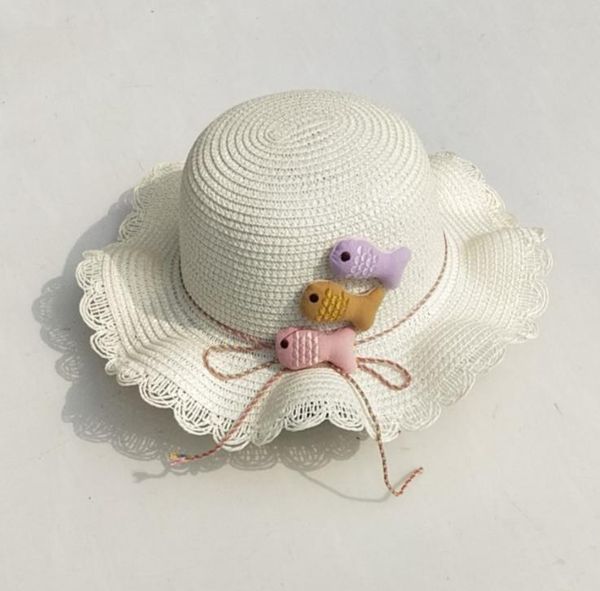 

caps & hats children's straw hat girl summer sunscreen fisherman baby beach fashion princess sun basin, Yellow