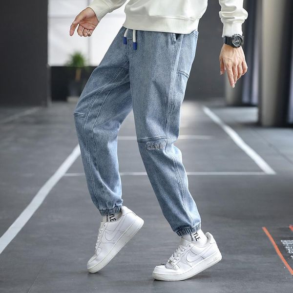 

men's jeans loose male trousers simple design high students daily casual straight denim plus size quality stylish blue men pants