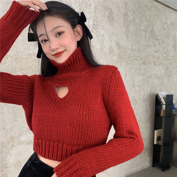 

women's sweaters girl high-collar sweater winter, long-sleeve sweaters with high-fashion turtlenecks love i2fr, White;black