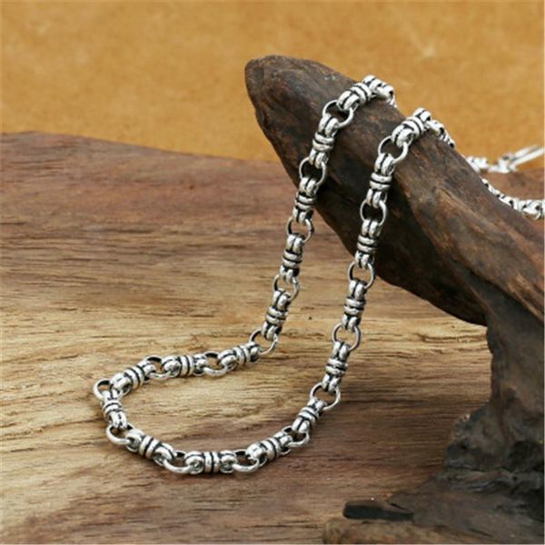 

4mm 100% pure 925 sterling silver bamboo double round necklaces for men women necklace accessories 18-32 inch chains