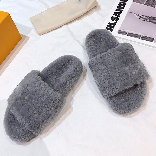 

slippers fashion plush slipper shoes women real flip flop flat furry fur slides outdoor sandals woman amazing, Black