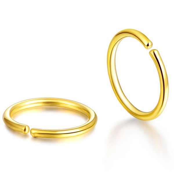 

solid 24k yellow gold earrings women smooth circle hoop & huggie, Golden;silver