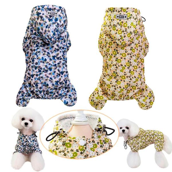 

dog apparel drop pet hooded four-leg raincoat waterproof fashion pattern