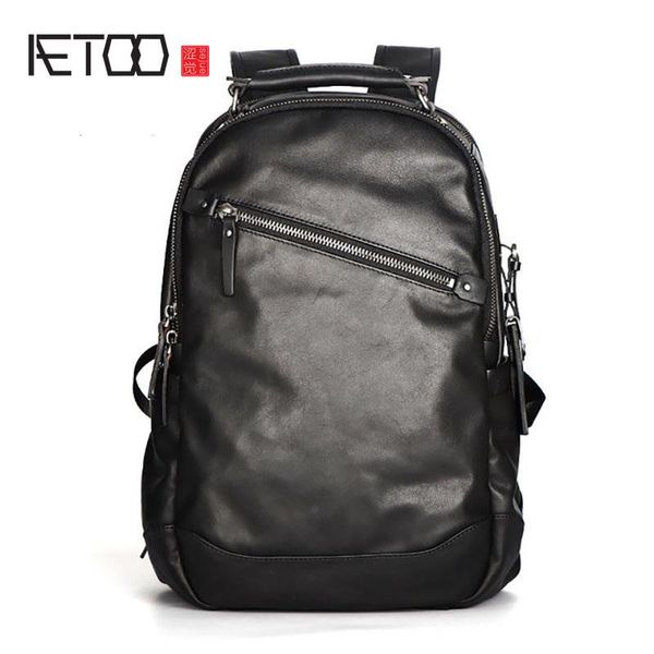

backpack aetoo men's leather backpack, first layer